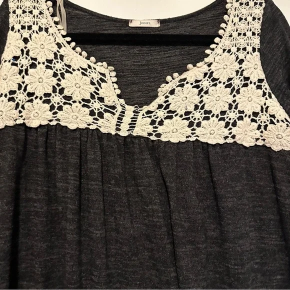 Jodifl black knee length floral embroidered dress size L - Picture 2 of 7